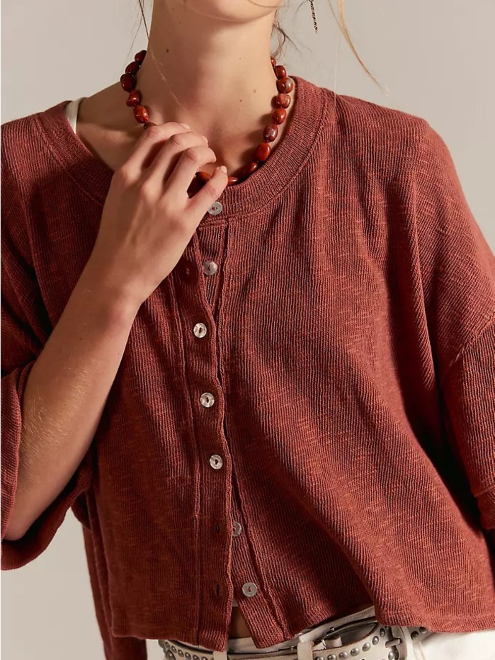 Free People We The Free Flashback Cardi Tee Rust